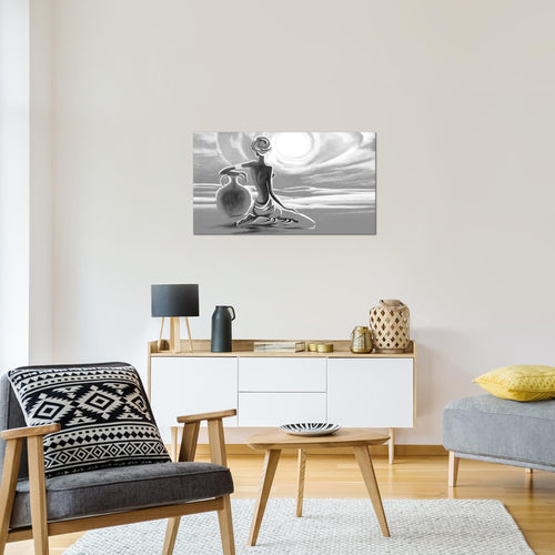 Runa Art Bild Afrika Modern Wandbilder Wohnzimmer Schlafzimmer Büro 1 Teilig - Made In Germany - Grau Frau Flur 000915c