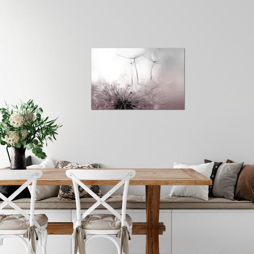 Runa Art Bild Pusteblumen Modern Wandbilder Wohnzimmer Schlafzimmer 1 Teilig - Made In Germany - Blumen Rosa Grau Flur 053615b