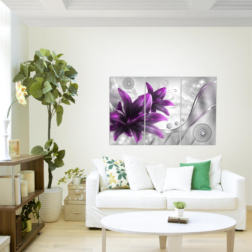 Runa Art Bild Blumen Lilien Modern Wandbilder Wohnzimmer 1 Teilig - Made In Germany - Abstrakt Grau Rot Flur 036815a