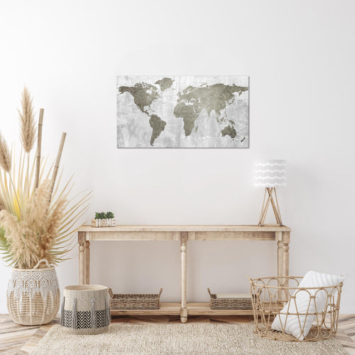 Runa Art Bild Weltkarte Modern Wandbilder Büro Wohnzimmer 1 Teilig - Made In Germany - Kontinente Beton Rosa Flur 104315a