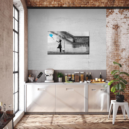 Runa Art Bild Banksy Ballon Girl Modern Wandbilder Loft Wohnzimmer 1 Teilig - Made in Germany - Street Art Red Flur 301614a