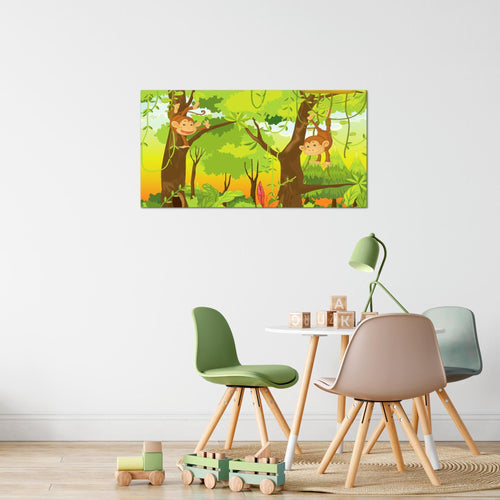 Runa Art Bild Tiere Dschungel Modern Wandbilder Spielzimmer Baby 1 Teilig - Made In Germany - Kinderzimmer Bunt Flur 001815a