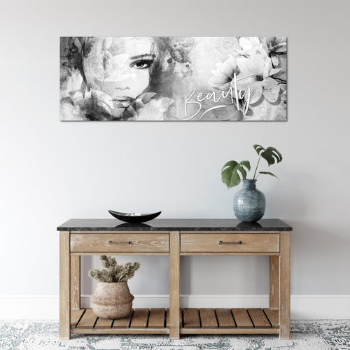 Runa Art Wandbild Blumen Vintage 1 Teilig 100 x 40 cm Modern Bild auf Vlies Leinwand Frau Wohnzimmer Bunt 039312b