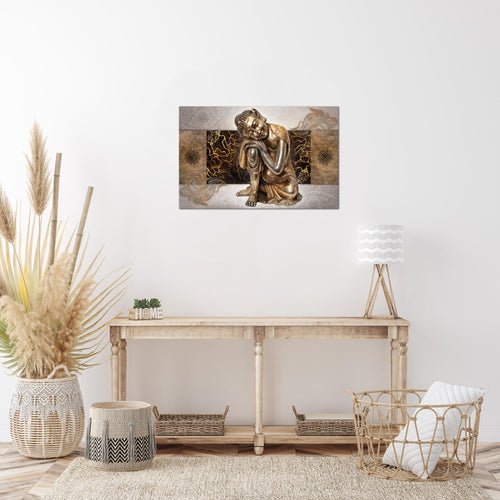 Runa Art Bild Buddha Zen Modern Wandbilder Wohnzimmer Schlafzimmer 1 Teilig - Made In Germany - Feng Shui Beige Flur 041315c
