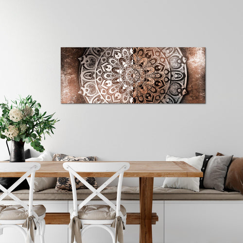 Runa Art Wandbild Mandala Abstrakt 1 Teilig 100 x 40 cm Modern Bild auf Vlies Leinwand Kupfer Wohnzimmer Schlafzimmer Beige Braun 040112a