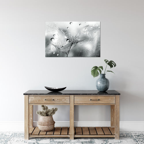 Runa Art Bild Blumen Pusteblumen Modern Wandbilder Wohnzimmer 1 Teilig - Made In Germany - Morgentau Rosa Grau Flur 043115b