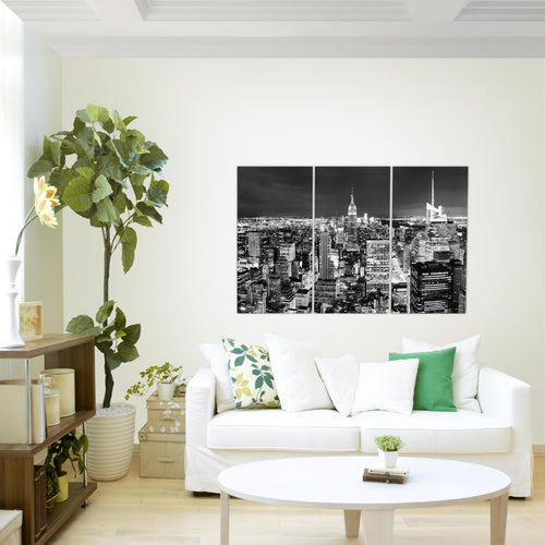 Runa Art Wandbilder New York Skyline Bild XXL Wohnzimmer Büro Schwarz Weiss Amerika NY 120 x 80 cm 3 Teilig 036231c