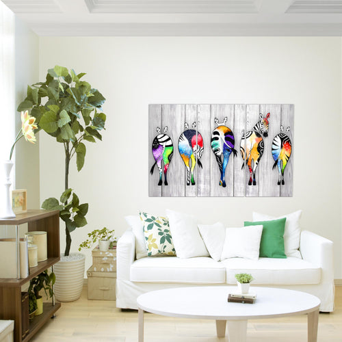 Runa Art Bild Zebra Modern Wandbilder Wohnzimmer Schlafzimmer 1 Teilig - Made In Germany - Abstrakt Grau Bunt Flur 034015c