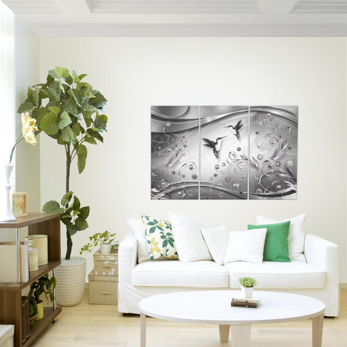 Runa Art Wandbilder Vintage Vogel Bild XXL Wohnzimmer Schlafzimmer Schwarz Weiss Abstrakt 120 x 80 cm 3 Teilig 038331c