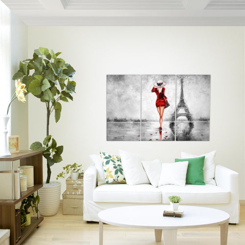 Runa Art Wandbilder Paris Eifelturm Bild XXL Wohnzimmer Schlafzimmer Türkis Grau Abstrakt 120 x 80 cm 3 Teilig 035631b