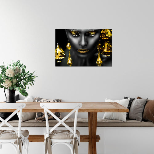 Runa Art Bild Frau Gesicht Lippen Modern Wandbilder Wohnzimmer Schlafzimmer 1 Teilig - Made In Germany - Kosmetik Fashion Grün Gold Flur 042115b