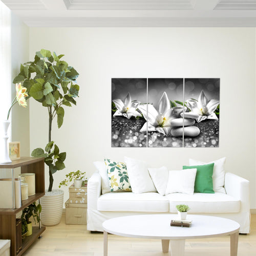 Runa Art Wandbilder Blumen Lilien Bild XXL Wohnzimmer Schlafzimmer Beige Braun Abstrakt 120 x 80 cm 3 Teilig 035831a