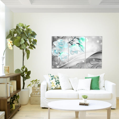Runa Art Bild Blumen Abstrakt Modern Wandbilder Wohnzimmer 1 Teilig - Made In Germany - 3D Optik Grau Rosa Flur 035315a