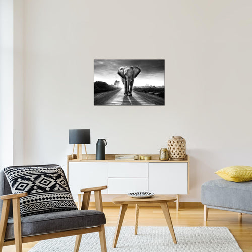 Runa Art Bild Afrika Elefant Modern Wandbilder Wohnzimmer Schlafzimmer 1 Teilig - Made In Germany - Tiere Rot Grau Flur 042615b