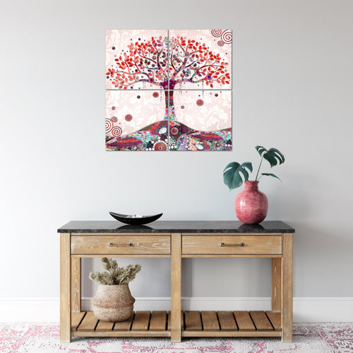 Runa Art - Bilder Gustav Klimt - Baum des Lebens Wandbild auf Vlies Leinwand Wohnzimmer 4 Teilig 80 x 80 cm Modern 004643a