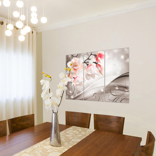 Runa Art Bild Blumen Abstrakt Modern Wandbilder Wohnzimmer 1 Teilig - Made In Germany - Diamant Grau Türkis Flur 035315c