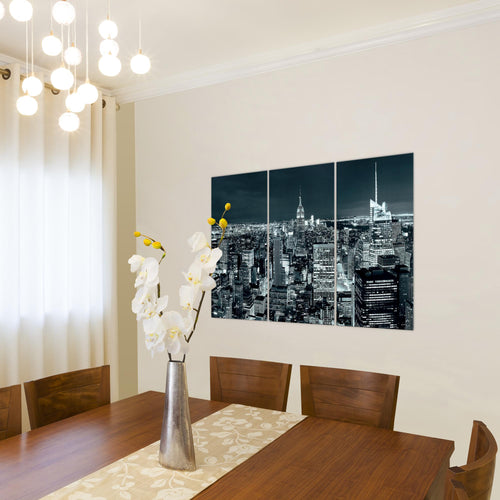 Runa Art Wandbilder New York Skyline Bild XXL Wohnzimmer Büro Schwarz Weiss Amerika NY 120 x 80 cm 3 Teilig 036231c