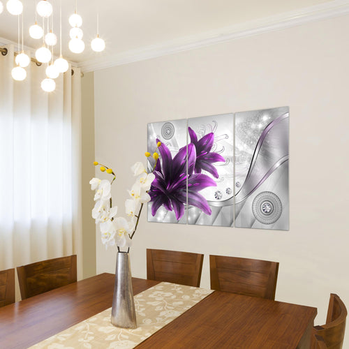 Runa Art Wandbilder Blumen Lilien Bild XXL Wohnzimmer Schlafzimmer Grau Rot Abstrakt 120 x 80 cm 3 Teilig 036831a
