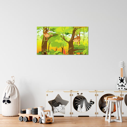 Runa Art Bild Kinderzimmer Wald Modern Wandbilder Babyzimmer Spielzimmer 1 Teilig - Made In Germany - Waldtiere Grün Flur 001815c