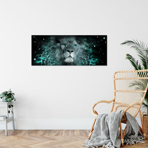 Runa Art Wandbild Sternzeichen Löwe 1 Teilig 100 x 40 cm Modern Bild auf Vlies Leinwand Abstrakt Tiere Wohnzimmer Schlafzimmer Lila 040712c