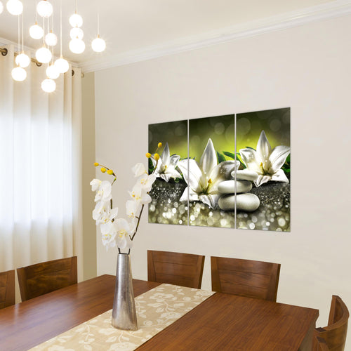 Runa Art Bild Blumen Lilien Modern Wandbilder Wohnzimmer 1 Teilig - Made In Germany - Abstrakt Beige Braun Flur 035815a
