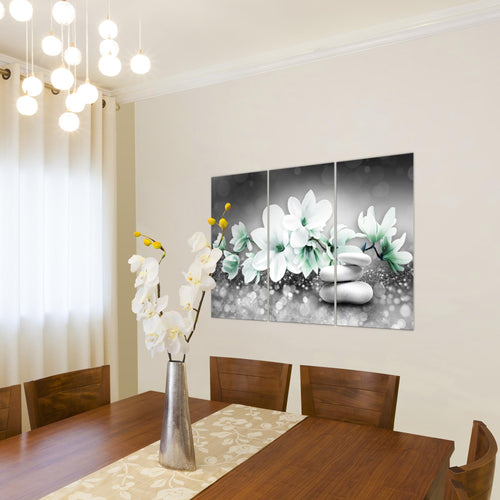 Runa Art Bild Blumen Magnolien Modern Wandbilder Wohnzimmer 1 Teilig - Made In Germany - Abstrakt Schwarz Weiss Flur 035415c