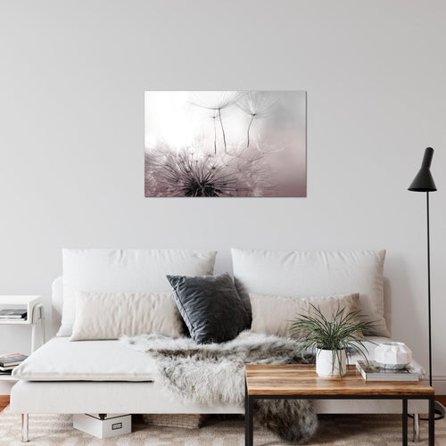 Runa Art Bild Pusteblumen Modern Wandbilder Wohnzimmer Schlafzimmer 1 Teilig - Made In Germany - Blumen Rosa Grau Flur 053615b