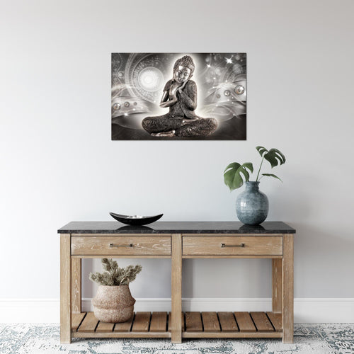 Runa Art Bild Buddha Zen Modern Wandbilder Wohnzimmer Schlafzimmer 1 Teilig - Made In Germany - Feng Shui Grau Flur 041615b