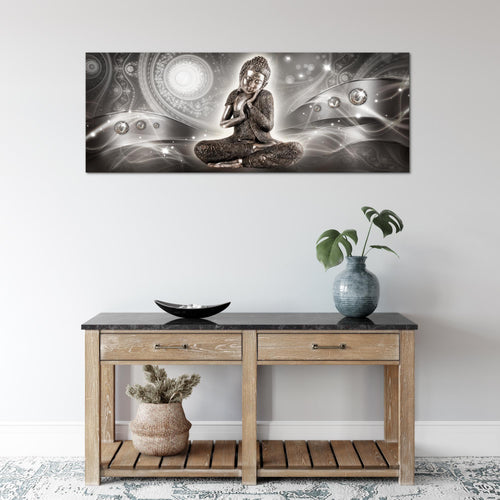 Runa Art Wandbild Buddha Zen 1 Teilig 100 x 40 cm Modern Bild auf Vlies Leinwand Feng Shui Wohnzimmer Schlafzimmer Braun 041612a