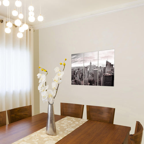 Runa Art Wandbilder New York Bild XXL Wohnzimmer Büro Blau Stadt Skyline 120 x 80 cm 3 Teilig 010231a
