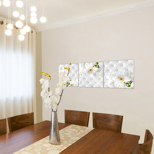 Runa Art - Bilder Blumen Abstrakt 120 x 40 cm 3 Teilig Wandbild auf Vlies Leinwand Rosa Lila Mehrteilig Modern 030333b