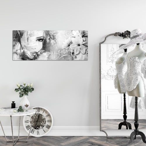 Runa Art Wandbild Blumen Vintage 1 Teilig 100 x 40 cm Modern Bild auf Vlies Leinwand Frau Wohnzimmer Bunt 039312a