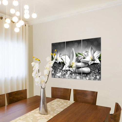 Runa Art Bild Blumen Lilien Modern Wandbilder Wohnzimmer 1 Teilig - Made In Germany - Abstrakt Beige Braun Flur 035815a
