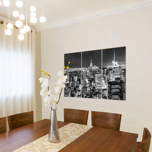 Runa Art Wandbilder New York Skyline Bild XXL Wohnzimmer Büro Schwarz Weiss Amerika NY 120 x 80 cm 3 Teilig 036231c
