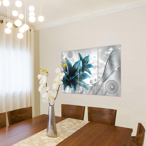 Runa Art Bild Blumen Lilien Modern Wandbilder Wohnzimmer 1 Teilig - Made In Germany - Abstrakt Grau Violett Flur 036815b