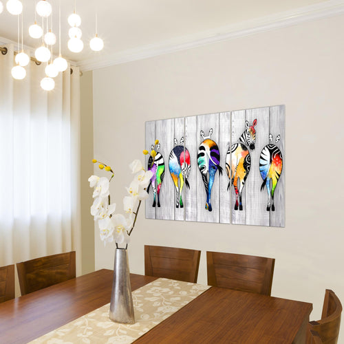 Runa Art Bild Zebra Modern Wandbilder Wohnzimmer Schlafzimmer 1 Teilig - Made In Germany - Abstrakt Grau Bunt Flur 034015c