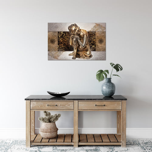 Runa Art Bild Buddha Zen Modern Wandbilder Wohnzimmer Schlafzimmer 1 Teilig - Made In Germany - Feng Shui Beige Flur 041315c
