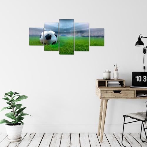 Runa Art Bild Wohnzimmer Schlafzimmer Fussball 5 Teilig Sport Grau Wandbilder auf Vlies Leinwand 402453a