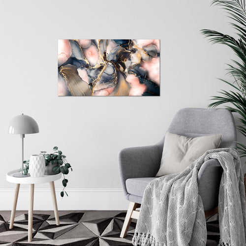 Runa Art Bild Abstrakt Modern Wandbilder Wohnzimmer Schlafzimmer 1 Teilig - Made In Germany - Pastel blau rosa Gold Flur 043815a