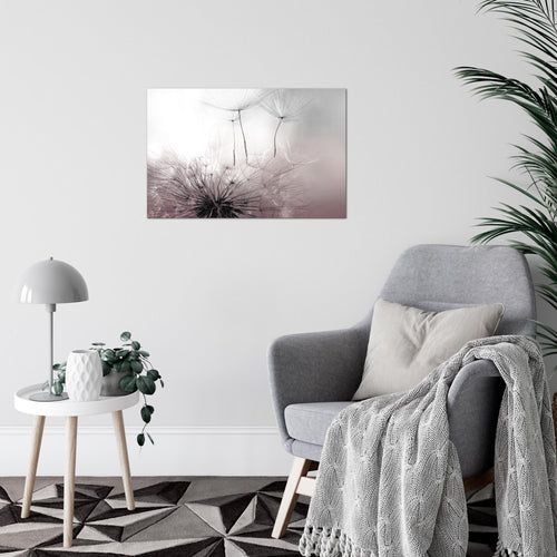 Runa Art Bild Pusteblumen Modern Wandbilder Wohnzimmer Schlafzimmer 1 Teilig - Made In Germany - Blumen Rosa Grau Flur 053615b