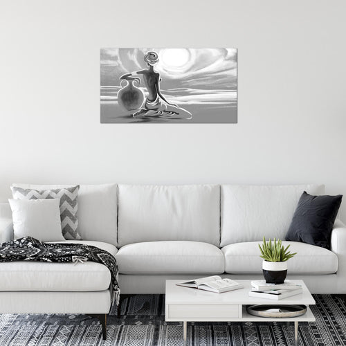 Runa Art Bild Afrika Modern Wandbilder Wohnzimmer Schlafzimmer Büro 1 Teilig - Made In Germany - Grau Frau Flur 000915c