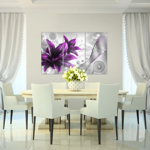 Runa Art Bild Blumen Lilien Modern Wandbilder Wohnzimmer 1 Teilig - Made In Germany - Abstrakt Grau Rot Flur 036815a