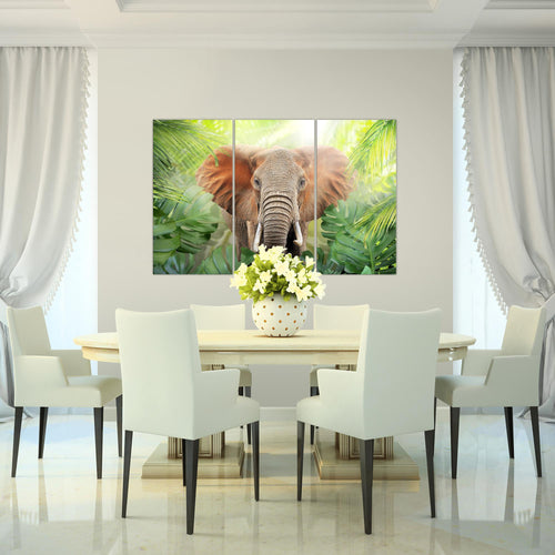 Runa Art Wandbilder Elefant Abstrakt Bild XXL Wohnzimmer Schlafzimmer Grün Natur 120 x 80 cm 3 Teilig 037531b