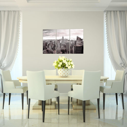 Runa Art Bild New York Skyline Modern Wandbilder Wohnzimmer Büro 1 Teilig - Made In Germany - USA Grau Rosa Flur 010215b