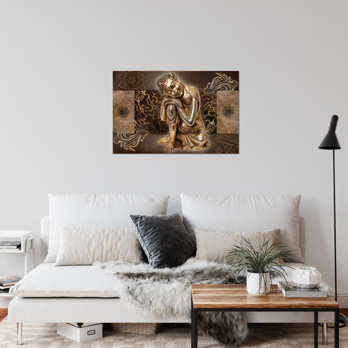 Runa Art Bild Buddha Zen Modern Wandbilder Wohnzimmer Schlafzimmer 1 Teilig - Made In Germany - Feng Shui Braun Flur 041315b