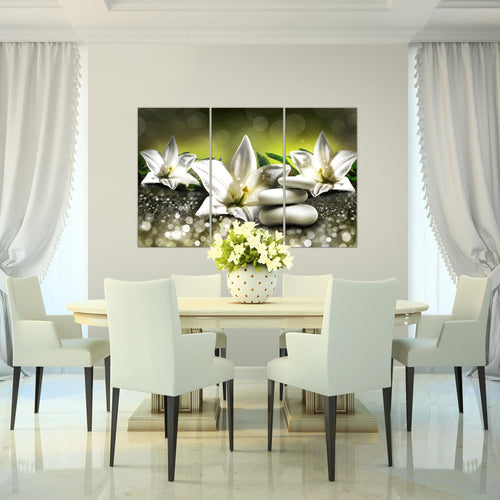 Runa Art Bild Blumen Lilien Modern Wandbilder Wohnzimmer 1 Teilig - Made In Germany - Abstrakt Beige Braun Flur 035815a