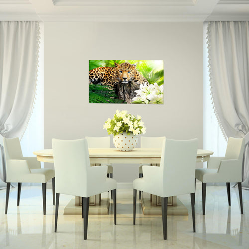 Runa Art Bild Afrika Leopard Modern Wandbilder Wohnzimmer Schlafzimmer 1 Teilig - Made In Germany - Tiere Schwarz Weiss Flur 006715c