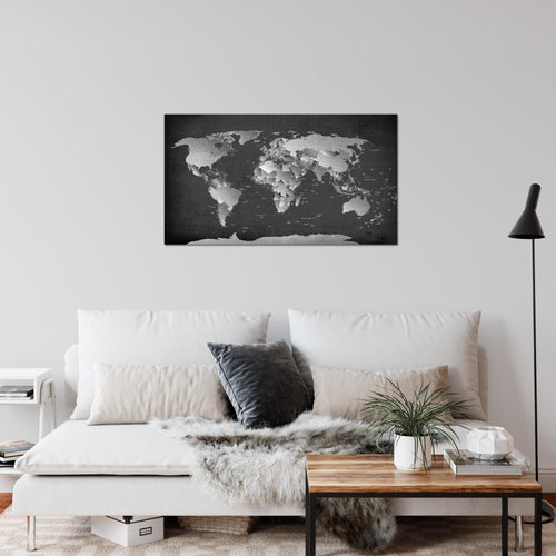 Runa Art Bild Weltkarte Modern Wandbilder Wohnzimmer Büro 1 Teilig - Made In Germany - Länder Modern Grau Flur 107615c