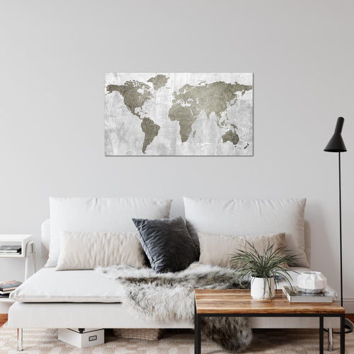 Runa Art Bild Weltkarte Modern Wandbilder Büro Wohnzimmer 1 Teilig - Made In Germany - Kontinente Beton Rosa Flur 104315a