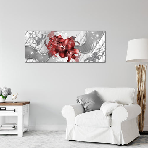 Runa Art Wandbild Blumen Lilien 1 Teilig 100 x 40 cm Modern Bild auf Vlies Leinwand Abstrakt Wohnzimmer Violett Lila 016512c